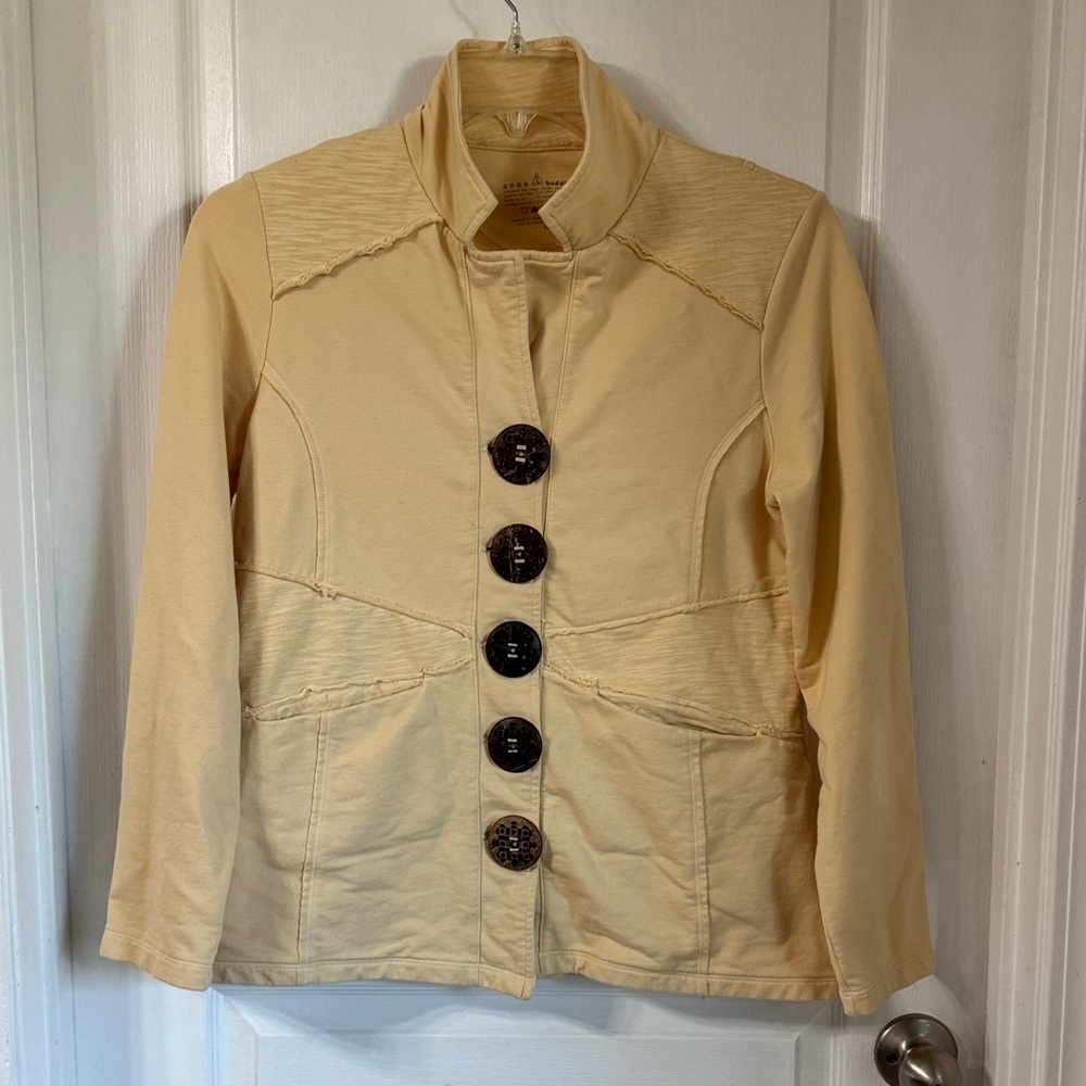 Neon Buddha Cream Utility Jacket with Dark Buttons